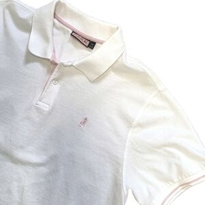 Thomas Pink Mens Polo Shirt  Size XXL White Pink SS Beach Summer Golf Business